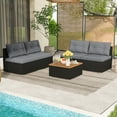 thumbnail image 4 of Gymax Set Of 5 Outdoor Furniture Set w/ Seat & Back Cushions Acacia Wood Tabletop, 4 of 10