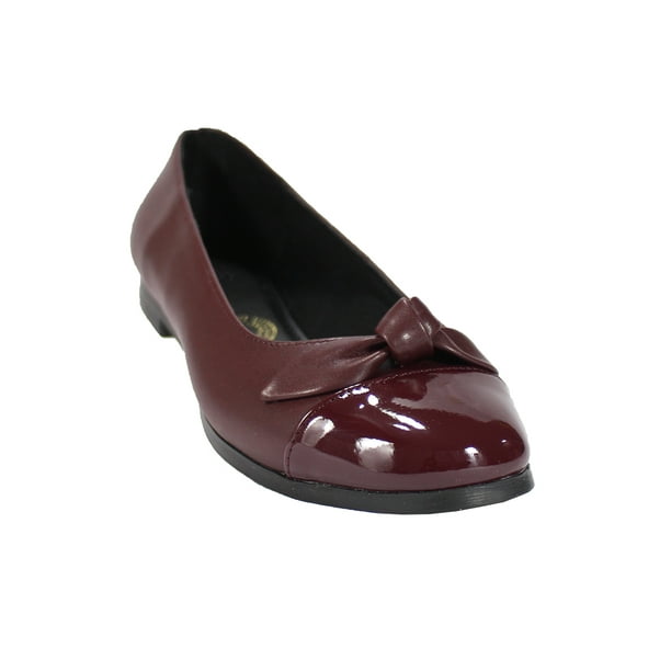 FLAT BALERINA CASUAL DE MUJER SINTETICO VINO MARCA LEON 7043E
