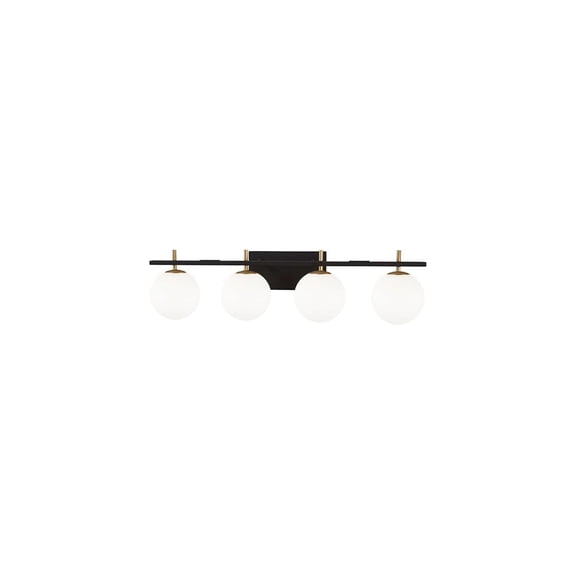 Vanity Light 4 Light Bathroom Fixture Matte Black & Brass Finish
