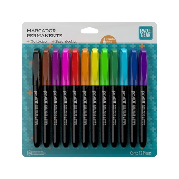 Marcador Pen+Gear Permanente Punto Fino Colores Variados 12 Piezas