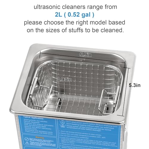 Kendal Commercial Grade 120watts 2L Ultrasonic Cleaner 40kHz with Knobs Timer&Heater Cleaning Machine, for Watch Instruments Industrial Parts Excellent Cleaner Solution