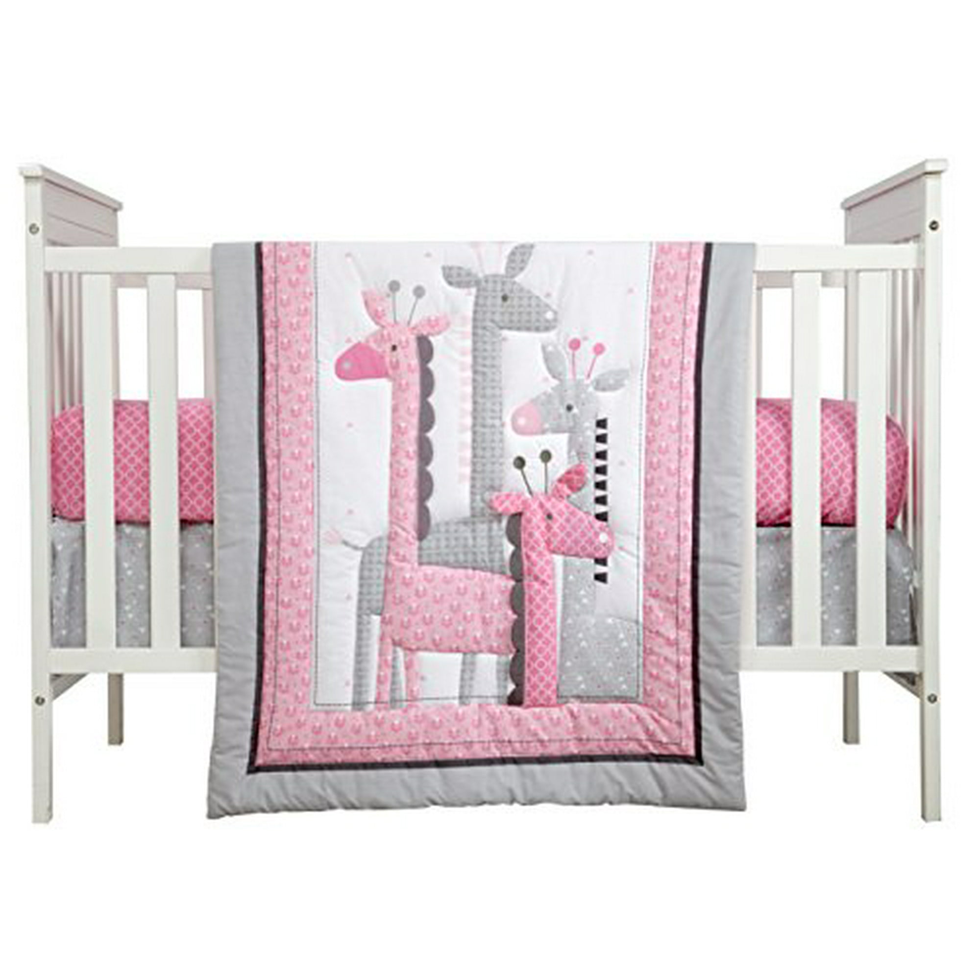 Little Love By Nojo Giraffe Time 4 Piece Bedding Set Pink