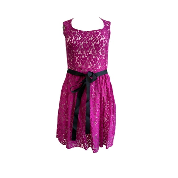 Von Vonni Women's Florence Flower Applique Dress Large Magenta