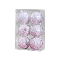 FeiFu 6PCS Christmas Ball Set Ring Painted Flocked Ball Set Christmas Tree Hanging Decoration Diameter Thick Eye-Catching Design​