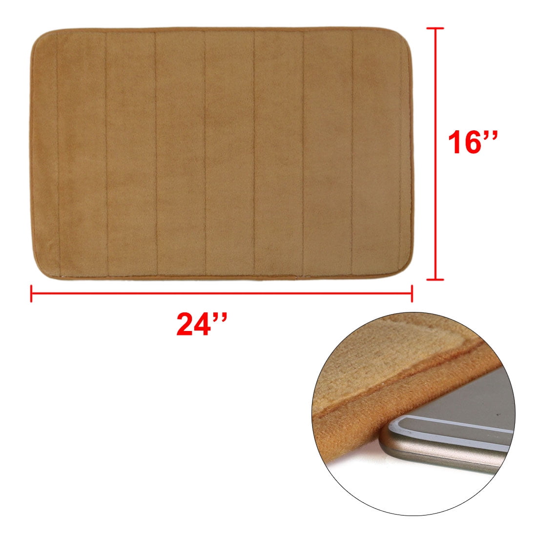 Unique Bargains 2-Piece Memory Foam Non-slip Floor Rug 24" x 16" Khaki