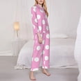 thumbnail image 3 of Lsque Pink And White Polka Dot Pattern Long Sleeve Pajama Set for Women - Soft 2-Piece Sleepwear and Loungewear Set with Pockets, Comfy Nightwear-Large, 3 of 7