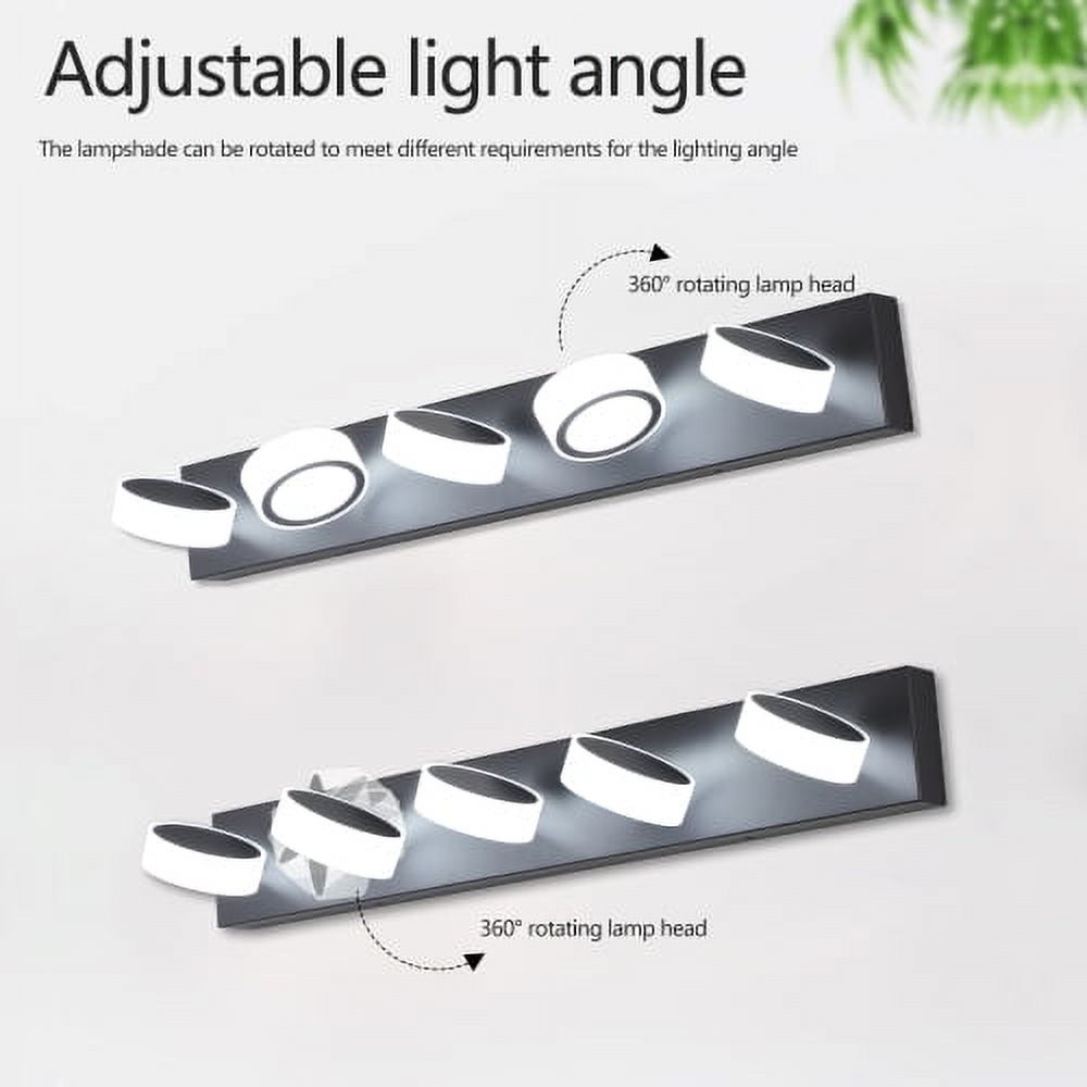 ACE-LIGHTS,Modern 5-Light Rotatable & Dimmable LED Vanity Light Fixture with Acrylic Shades,Energy-Efficient Bathroom Wall Sconce for Bathroom,Dressing Room,Mirror Cabinet,Living Room(Black）