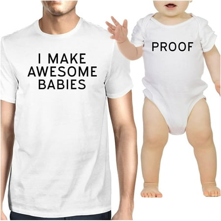 

365 Printing Awesome Babies Proof Dad and Baby Girl Matching Tops Funny Bodysuit (DAD - M/Baby 12M)