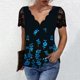 thumbnail image 2 of Camisa de manga corta con cuello en V estampada a la moda informal para mujer Fridja  ghk4131, 2 of 4