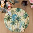 thumbnail image 3 of Tropical Plant Round 13 Inch Placemats Set of 8, Summer Watercolor Boho Green Palm Tree Beige HeatResistant Non Slip Place Mats for Dining Table, Wipeable Braided Kitchen Table Mats for Housewarming, 3 of 9