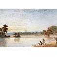 thumbnail image 2 of Prinsep, James 32x23 Gold Ornate Wood Framed with Double Matting Museum Art Print Titled - Benares From The Mundakinee Tulao, 2 of 4