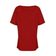 thumbnail image 4 of Women’s Deep V Neck Short Sleeve Loose Fit Casual Top Soft Lightweight Relaxed Fit Tee for Daily Wear Office Travel School Red M, 4 of 5