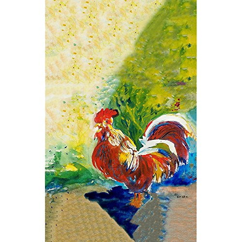 Betsy Drake KT144 Red Rooster Kitchen Towel