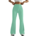 thumbnail image 4 of nerohusy Womens Gym Legging Flare Yoga Pants Soft High Waist Bootcut Leggings Butt Lift Bootleg Pants Seamless Wide Leg Green,XXL, 4 of 7