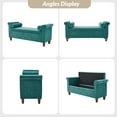 thumbnail image 4 of 54" Storage Bench Upholstered Armrest Bed End Foot Stool 2 Round Pillows Bedroom Entryway Living Room Sage, 4 of 10