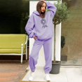 thumbnail image 2 of Gibobby Conjunto de sudadera y pantalones Traje pantalón de dos piezas con capucha informal y estampado floral de diente de león para mujer(Morado,G), 2 of 4