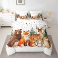thumbnail image 2 of jejeloiu Jungle Bear Deer 7-Piece Twin Bedding Sets,Kawaii Fox Rabbit Bedding Comforter Set,White Brown Orange Sheet Sets For Kids,Breathable Home Decor Reversible, 2 of 8