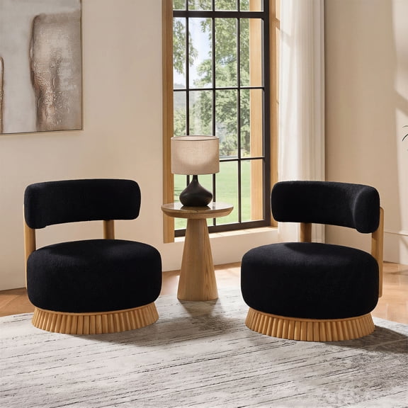 Euroco Modern Farmhouse Armless Chair Set of 2, Wooden Base Featuring Thatched Roof Rod Design, Cozy Upholstered Chair for Living Room or Bedroom