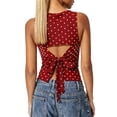 thumbnail image 3 of WEIWEN Spaghetti Strap Tank Top for Women Sleeveless Ribbed Knit Vest Shirts Slim Fit Summer Going Out Camisole Womens Tank Tops Red, L, 3 of 7