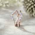 thumbnail image 3 of Unique Moonstone Bridal Ring Enhancer- Curved Wedding Band Stacking Custom Ring in 14K Rose Gold Vermeil, 3 of 5
