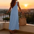 thumbnail image 4 of ChaoHeng Summer Dresses for Women 2026 Solid Knit V Neck Sleeveless Lightweight Casual Sweater Dress Light Blue S, 4 of 9