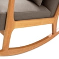 thumbnail image 6 of Solid Wood Rocking Chair, Nursery Upholstered Glider Rocker, Rocking Accent Chair with High Backrest, Pillow and Magazine Side Pocket for Living Room Bedroom Study(1, Brown), 6 of 9