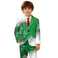 thumbnail image 2 of YMNXA Big Kids Boys Christmas Formal Coat Long Sleeve Lapel Snowflake Print Comfortable Jacket For Party Dark Green 5-6 Years, 2 of 5