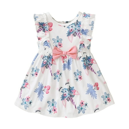 

Infant Baby Girls Dress Lovely Dress Fly Ruffled Unicorn Dress Sleeveless Dress Pink 6-9 Months