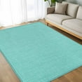 thumbnail image 4 of Turquoise 5x7 Area Rugs, Farmhouse Burlap Solid Teal Color Modern Linen Texture Non-Skid Rubber Backing Large Rectangle Rugs - Living Room Bedroom Home Office, Indoor Floor Mat Carpets Washable Rug, 4 of 9