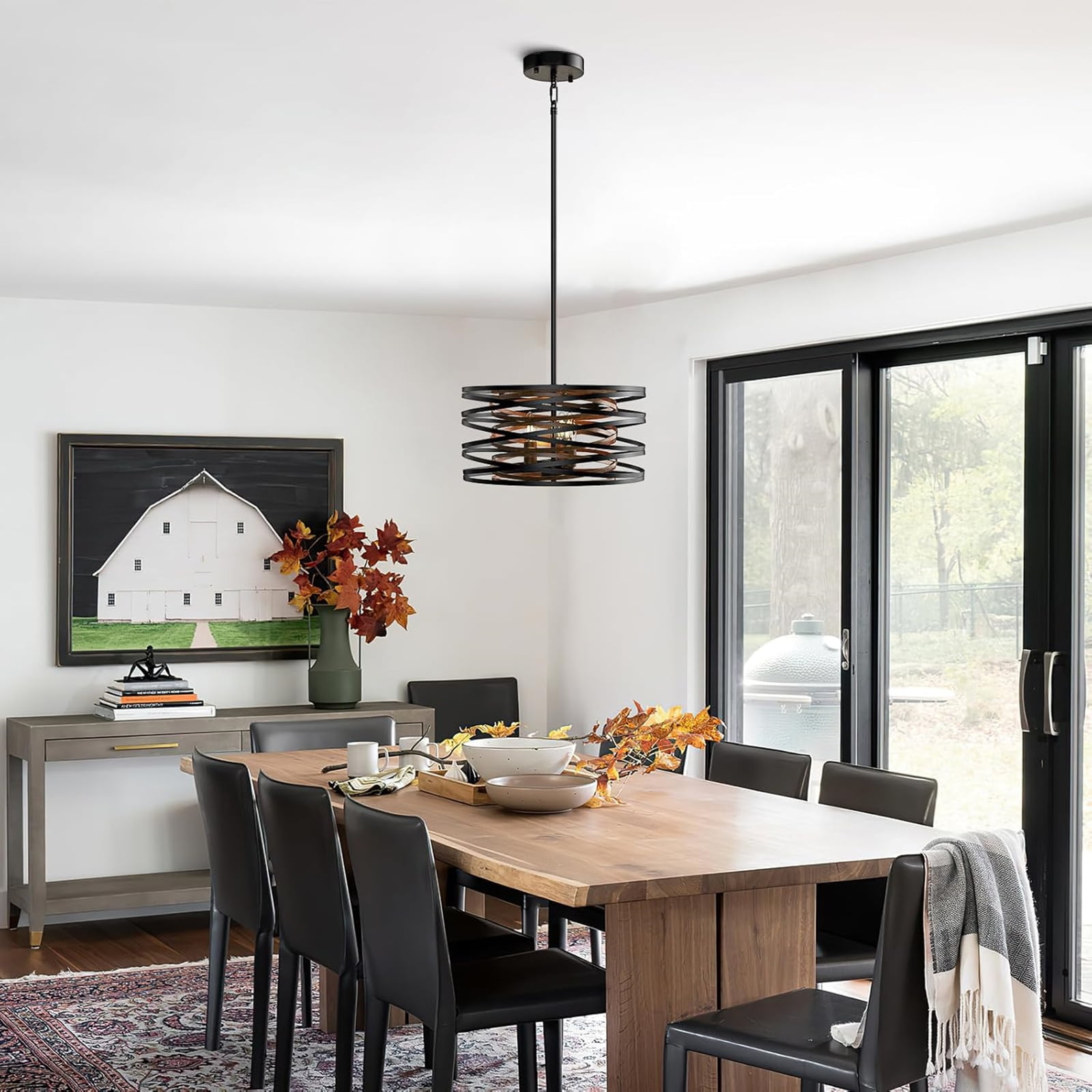 NookNova Black Chandelier, 3-Light Farmhouse Chandelier for Dining Room, Adjustable Hanging Light Fixtures Industrial Modern Chandelier for Bedroom, Foyer, Kitchen, Living Room, Entryway