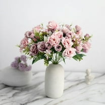 Efavormart 4 Bushes | 12" Dusty Rose Real Touch Artificial Silk Rose Bridal Bouquet, Faux Flowers
