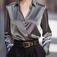 thumbnail image 2 of MEICHEN Long Sleeve Tops for Women Fashion Satin Cowl Neck Blouse Classic French Design Striped Elegant Long Sleeve Shirt Work Top Womens Tops, 2 of 7