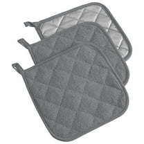 DII Modern Style Cotton Terry Potholder in Gray Finish (Set of 3)