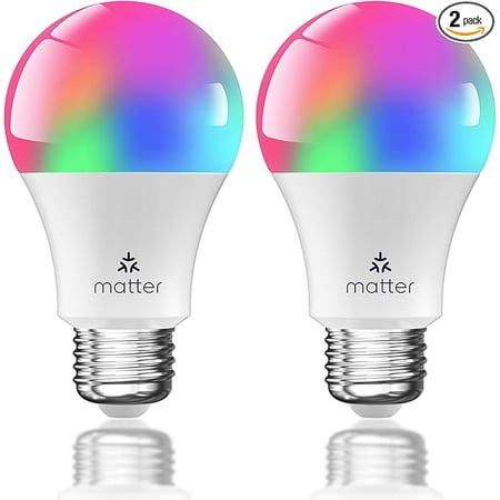 

PARTPHONER Matter Smart LED Light Bulb Work with Google Home/Alexa/Apple Home/SmartThings/Siri A19 E26 800LM Color Changing Light Bulb with Music Sync Smart Home Integration 2.4Ghz WiFi 2 Pack