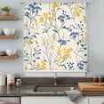 thumbnail image 5 of Yellow Blue Flowers Sheer Curtains 96 Inches Long, Watercolor Botanical Floral Plants Light Filering Curtains, Privacy Drapes Simi Floor to Veiling Curtain for Living Room Large Window Treatment, 5 of 9