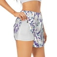 thumbnail image 2 of Disketp Lavender Flowers Print Women's Shorts Workout Shorts for Athletic Gym Running Shorts with Phone Pockets Small, 2 of 8