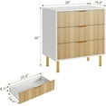 thumbnail image 2 of CABIHOME Commode Naturelle, Commode Moderne à 3 Tiroirs avec Poignée Dorée et Grand Tiroir, Double Commode en Bois pour Chambre, Salon, Bureau, 2 of 6