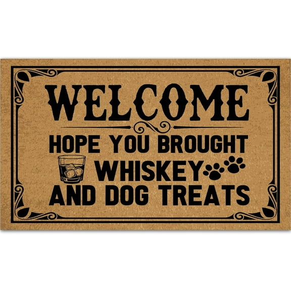 Hope You Brought Whiskey & Dog Treats Mats for Front Door Entry Front Porch Doormat Non-Slip Carpet Rugs Floor Mat Decorative for Home Bathroom Kitchen Indoor 18x30 Inch