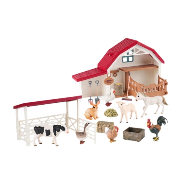 Figuras de animales de granja, juguetes educativos, juego de juguetes de aprendizaje que incluye cercas para niños de 3, 4 y 5 años. 295 cm x 10 cm x 177 cm