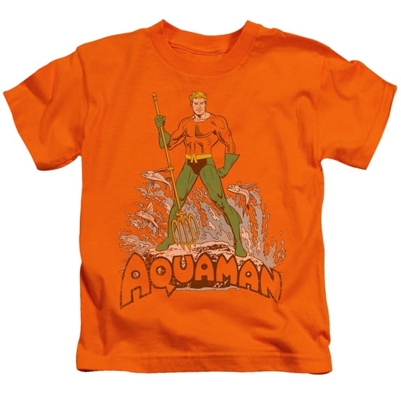 Dc - Aquaman Distressed - Juvenile Short Sleeve Shirt - 4