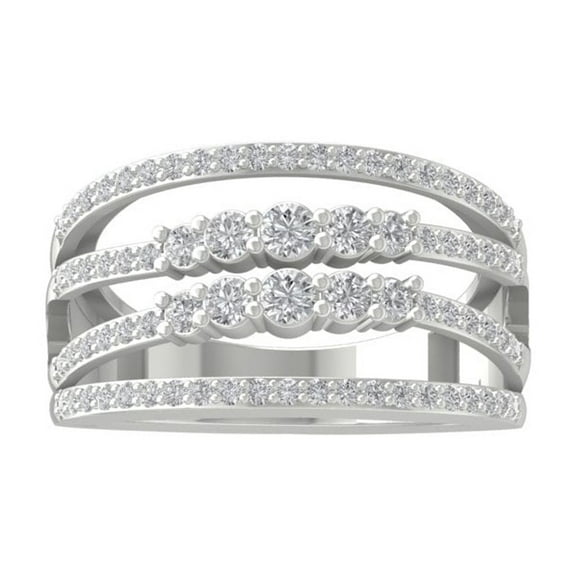 Araiya Fine Jewelry 925 Sterling Silver Round-shape Lab Grown Diamond Fashion Band Ring ( 3/4 cttw, D-F Color, VS Clarity) Size 8.5