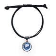 thumbnail image 1 of Drapeau Bleu Design Rond Illustration Modèle Bracelet Corde en Cuir Bracelet Bijoux Noirs, 1 of 3