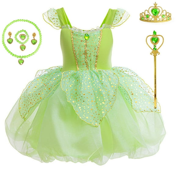 Toddler Girls Tiana Princess Costume Birthday Party Dress Halloween Cosplay Outfits