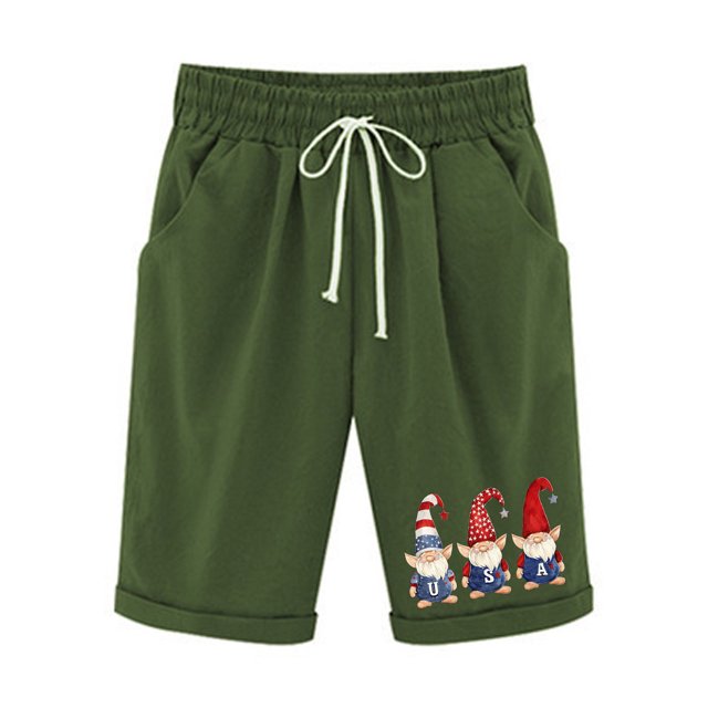 COM1950s Pantalons Décontractés pour Femmes, Shorts avec Poches pour Femmes, Taille Élastique Imprimée pour Femmes avec Poches Décontractées Demi-Shorts, Shorts Décontractés pour Femmes, Shorts Décontractés pour Femmes
