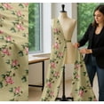 thumbnail image 5 of Soimoi Beige Cotton Voile Fabric Leaves & Rose Floral Printed Craft Fabric by the Yard 56 Inch Wide, 5 of 7
