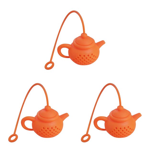 Wosthever Infusor de té Forma de tetera Silicona Reutilizable Fácil de limpiar Filtro de hojas Operación simple Colador de café Té Naranja Type1 NO1