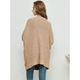 thumbnail image 4 of Womens Fuzzy Chunky Cardigan Batwing Sleeve Lightweight duster Sherpa Slouchy Open Sweater Coat,Khaki, Small, 4 of 4