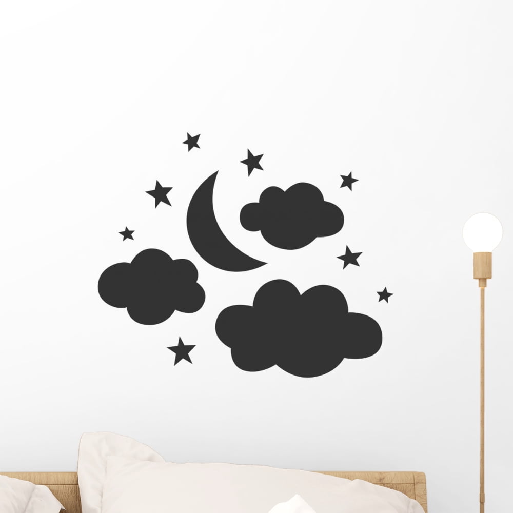 Moon Clouds and Stars Wall Decal Wallmonkeys Peel and Stick Graphic (18 ...
