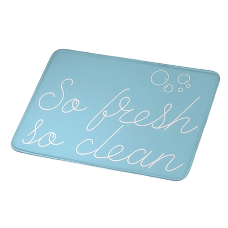 “So Fresh So Clean” Bath Mat – Light Blue Memory Foam Bathroom Mat