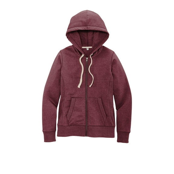 JustBlanks Ladies Recycled Full-Zip Fleece Hoodie, Maroon Heather, 4XL